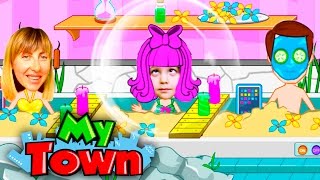 ПАПА с ДОЧКОЙ в САЛОНЕ КРАСОТЫ видео игра для детей My Town спа салон KIDS CHILDREN