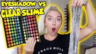 MIXING 100 SHADES OF EYESHADOW INTO CLEAR SLIME! SO INTERESTING AND SATISFYING! | NICOLE SKYES