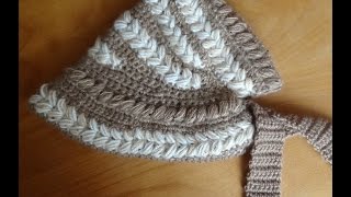 Шляпка-капор крючком. Часть 1. Cap-bonnet crocheted