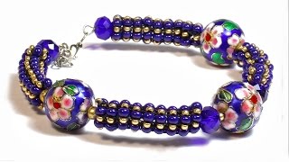 Стильный браслет из бисера и бусин ? "Барвинок"  - Мастер класс /DIY: Beaded bracelet "Periwinkle"