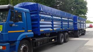 Бортовой автопоезд зерновоз Камаз 65117 и прицеп СЗАП 8357 ("ЭТП-Инвест")