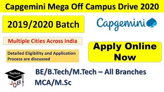 Capgemini Mega Off Campus Recruitment Drive 2020 | Capgemini Off Campus Placement 2020 Across India