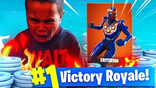 9 YEAR OLD KID *RAGES* SO HARD OVER A SKIN! *NEW* CRITERION SKIN! FORTNITE BATTLE ROYALE! (FUNNY!)