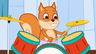 Famille d'Écureuil - Batteur Lors D'un Concert Animé 2021 en Français
