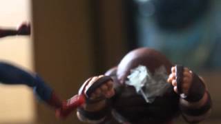 Spiderman vs Juggernaut Stop Motion now with sound effects