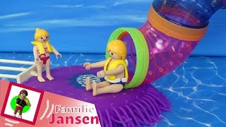Playmobil Film deutsch "Mega Trampolin im Wasserpark " Geschichte für Kinder von Familie Jansen