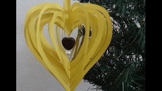 How to make quick and easy paper heart design / Christmas paper ornament