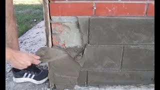 Brick finish with own hand/Дешево и сердито. Отделка цоколя цементным раствором.