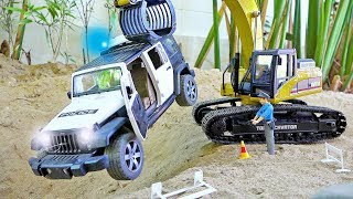 경찰차 구출놀이 중장비 포크레인 장난감 트럭놀이 Police Car Toy Rescue Excavator Toys