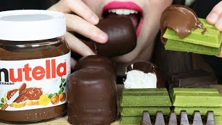ASMR NUTELLA + MATCHA KITKAT, CHOCOLATE MARSHMALLOWS & TOBLERONE (Eating Sounds) No Talking