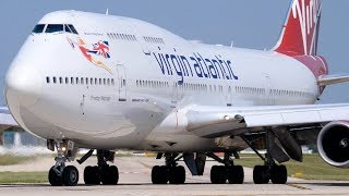 INCREDIBLE UP CLOSE B747-400 Takeoff at Manchester Airport- Virgin Atlantic