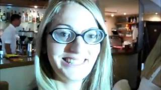Hot blonde girl wearing strong glasses