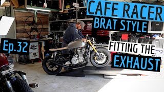 Honda CB750 Cafe Racer Exhaust Pipes and Muffler Ep 32