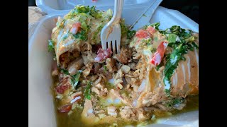GIANT Chicken & Shrimp Mexican Burrito smothered in chipotle sauce
