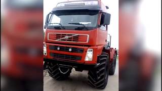 Смешная реакция на большие колеса на грузовике Volvo