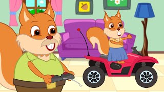 Famille d'Écureuil - Papa Conduit Une Voiture Animé 2020 en Français