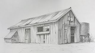 How to Draw an Old Farm Shack 2 - perspective, texturing and shading