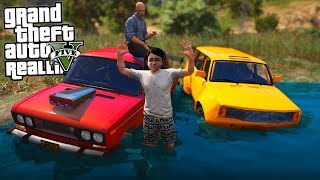 РЕАЛЬНАЯ ЖИЗНЬ В GTA 5 - ЗАСТРЯЛИ С БАТЕЙ В БОЛОТЕ НА ВАЗ 2106 И ВАЗ 2104!
