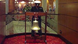 QM2 Ringing the ship's bell at midday