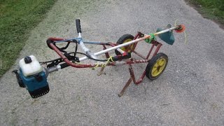 แปลงเครื่องตัดหญ้าแบบสะพายเป็นแบบเข็น DIY Lawn mower