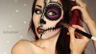 Sugar skull Сахарный череп make up tutorial by kotvampir