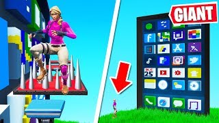 300 IQ Deathrun on a GIANT PHONE! (Fortnite Creative)