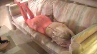 JULIE'S FEET IN HER VALENTINE NYLON BODYSTOCKING