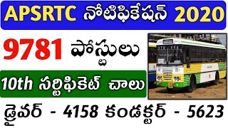 APSRTC Notification 2020 | APSRTC Recruitment 2020 | AP Driver,Conductor Jobs 2020 | APPSC