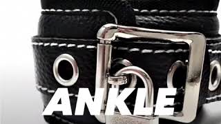 Exxrotica Buffalo Leather Bondage Set - Collar, Handcuffs, Flogger, Ball, Ankle Cuffs, Hogtie, Leash