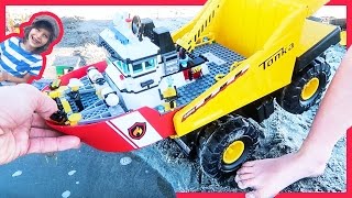 Dump Truck Launches Lego Fire Boat and Time Lapse