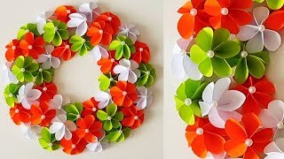 Tricolour Paper flower. Republic Day Craft. Wall Decoration Ideas. 2019. Beautiful Wall Hanging