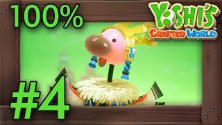 Yoshi's Crafted World: 100% Walkthrough Part 4 - Big Paper Peak (All Flowers & Red Coins)