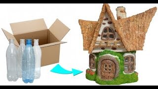 Домик Ночник из бутылок / Домик Ночник из Папье-маше / DIY fairy house / Поделки Своими Руками