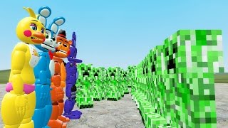 ANIMATRONICS vs ARMY OF CREEPERS! MINECRAFT (Gmod FNAF Sandbox Funny Moments) Garry's Mod