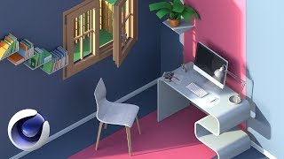 Изометрическая сцена в Cinema 4D