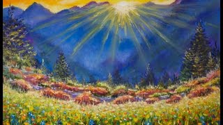 ★ ПИШЕМ ГОРНЫЙ СОЛНЕЧНЫЙ ПЕЙЗАЖ ★ How to paint OIL PAINTING ★ Валерий Рыбаков