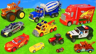 Traktör, Arabalar çizgi film, Ekskavatör ve Yeni - Itfaiyeci oyuncak Disney Cars - Lightning McQueen