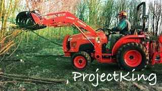 Cleaning Up Wood the Easy Way!  Kubota L3301Tractor and Wicked Grapple