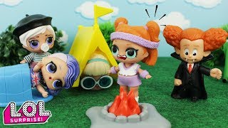 BONECA LOL SURPRESA ASSUSTADA COM VAMPIRO BANGUELO NO ACAMPAMENTO NOVELINHA LOL