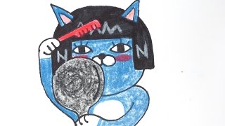 How to draw a Kitten #003 카톡 이모티콘 네오(고양이) 손그림 그리기 그리는 방법 (Neo from Kakao Talk Emoticon)