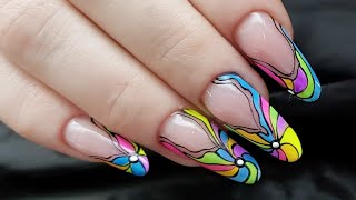 Неоновая абстракция в дизайне ногтей/Неоновый пигмент в маникюре/Шулунова Дарья