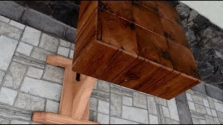 Side table made from old oak beam