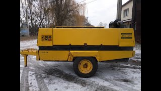 Первый запуск компрессора Atlas Copco PKP95, у которого 3 моточаса наработки, 1987 года выпуска