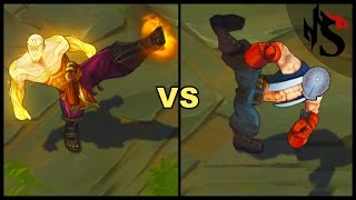 God Fist Lee Sin vs Knockout Lee Sin Legendary vs Epic Skins Comparison (League of Legends)