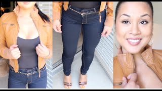 OUTFIT OF THE DAY ( Leather & Skinny Jeans w Strappy Heels)