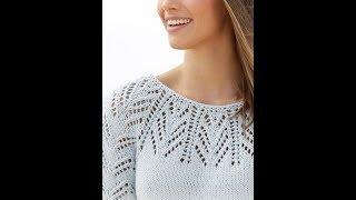 Женский Пуловер с Круглой Кокеткой Спицами - 2019 / Women's Pullover with Round Yoke