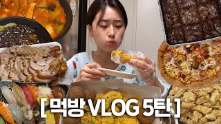 먹방 VLOG 5편???? 생리 전 식욕폭발???? ( 짬뽕,짜장면,탕수육,피자,초코브라우니,뿌링클,치즈볼,초밥,족발 ) mukbang vlog☀️ 웨이채널 way channel