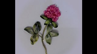 Вышивка лентами цветов клевера How to make a clover with satin ribbons 如何做一个三叶草的缎带 Alsu Galimova