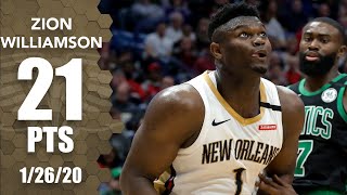 Zion Williamson records double-double in Celtics vs. Pelicans | 2019-20 NBA Highlights