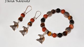 DIY Серьги с подвесками и браслет на резинке.  Мастер класс